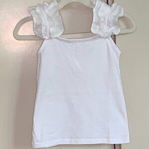 Janie and Jack White Ruffle Strap Top Size 4 Classic Cotton Tank Summer Girls